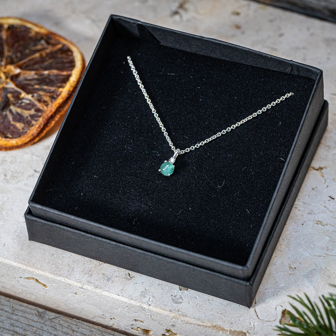 Ankerkette mit Anhänger "Aventurin & Brillant"