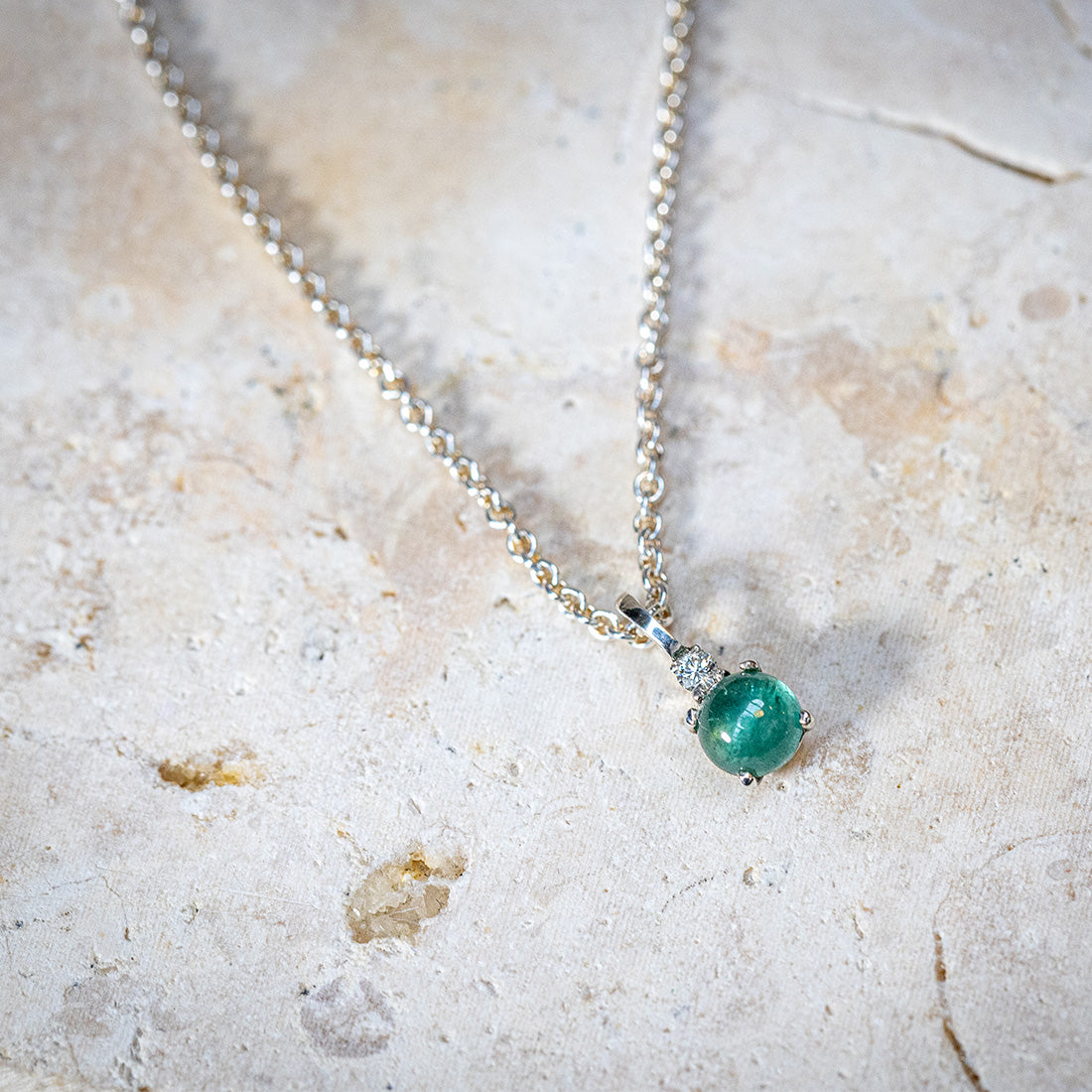 Ankerkette mit Anhänger "Aventurin & Brillant"