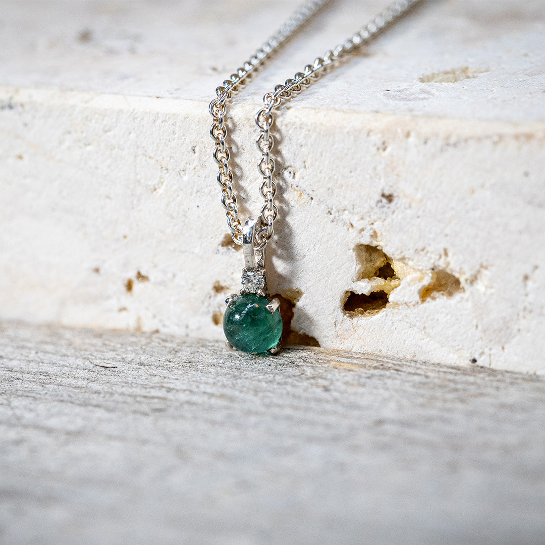 Ankerkette mit Anhänger "Aventurin & Brillant"