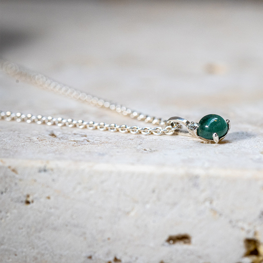 Ankerkette mit Anhänger "Aventurin & Brillant"