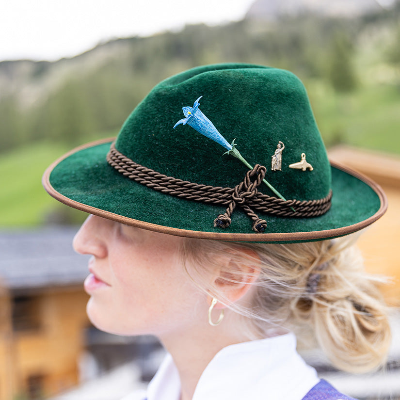 Hutnadel Holz "Enzian" bemalt