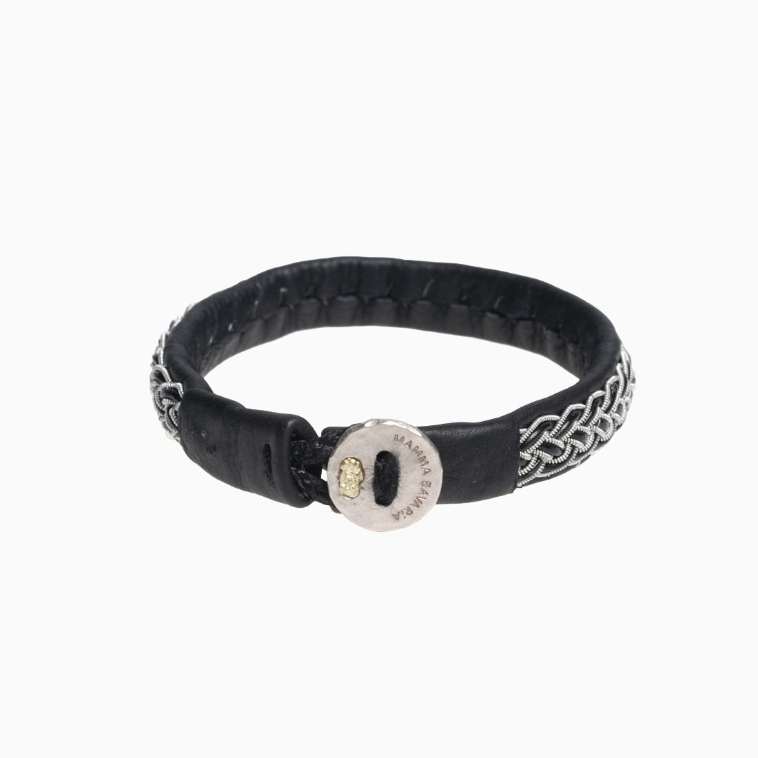 Lederarmband "Sami Bavaria" breit mit Silberverschluss und Goldnugget