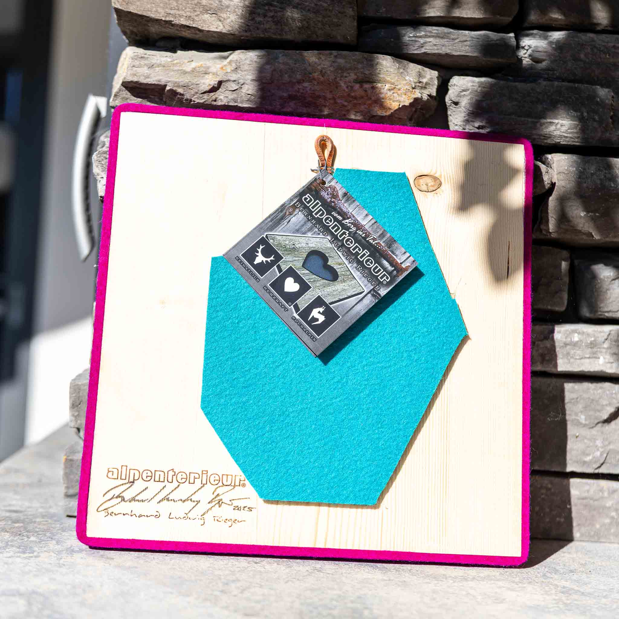 Alpen Kult-Quadrat mit Gams "türkis, lila"