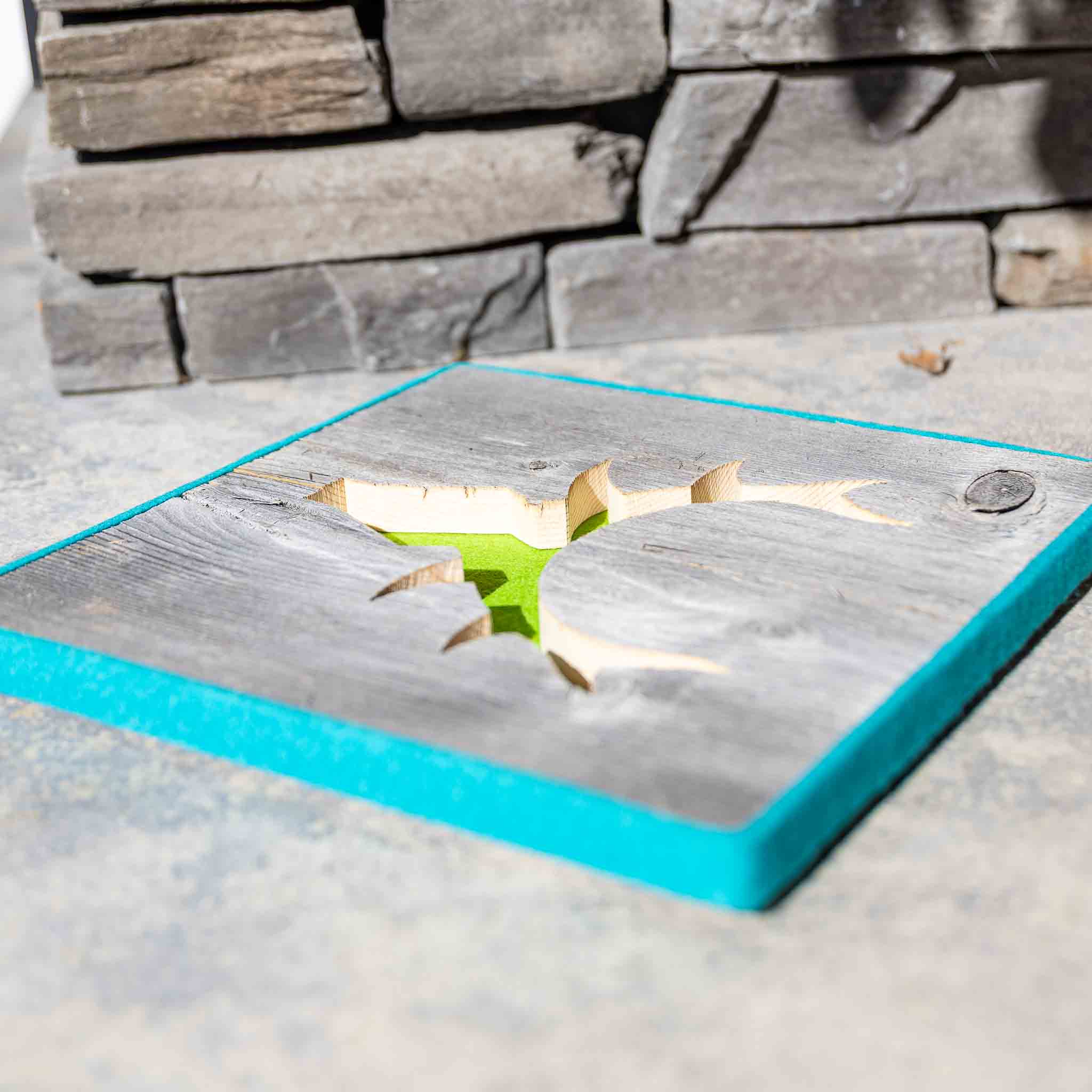 Alpen Kult-Quadrat mit Hirsch "hellgrün, türkis"