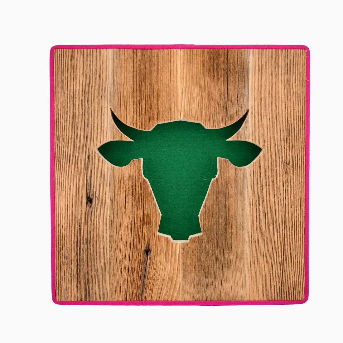 Alpen Kult-Quadrat mit Kuh "grün, pink"