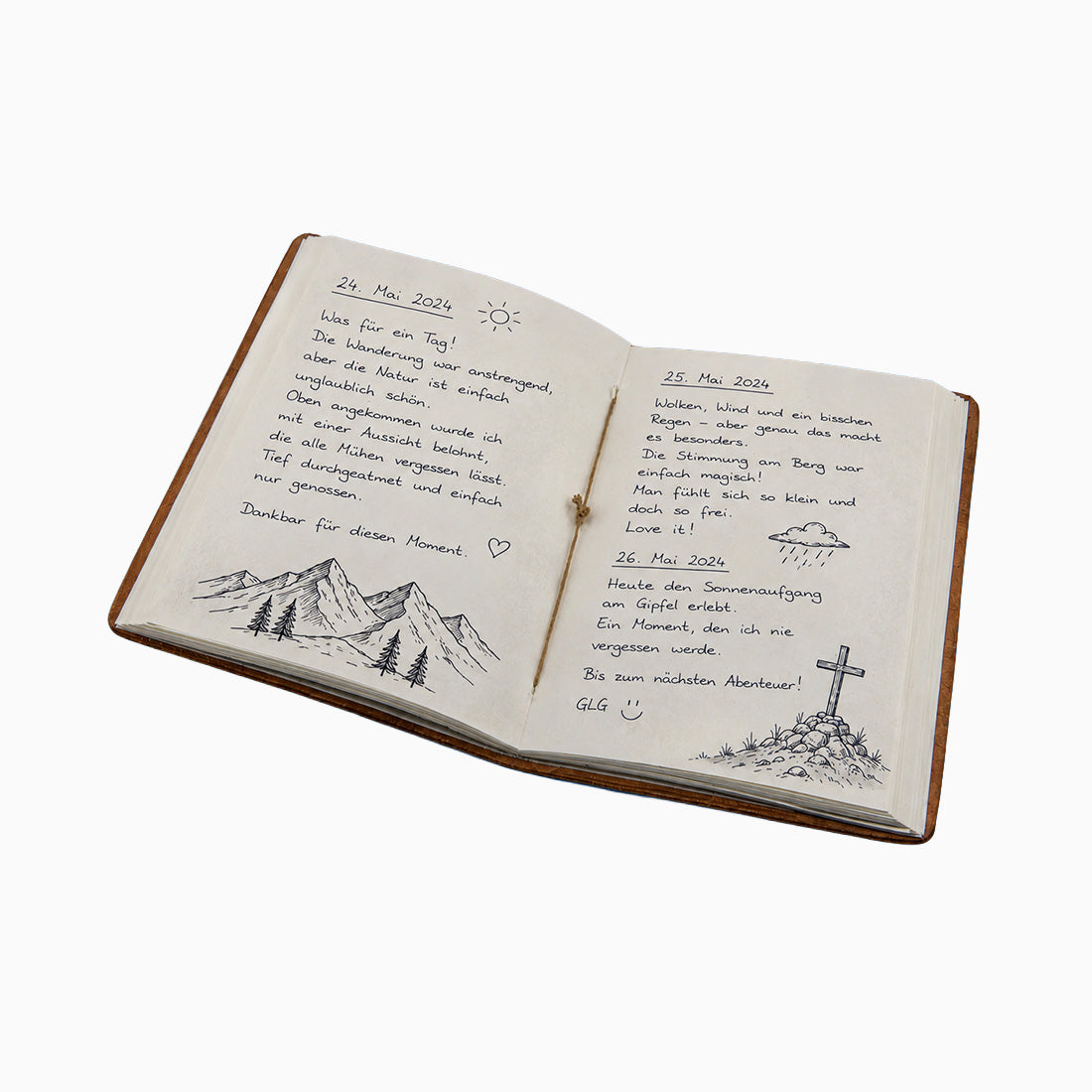 Gipfelbuch Gipfelstürmer | Historische Münzknöpfe | Notizbuch mit Ledereinband