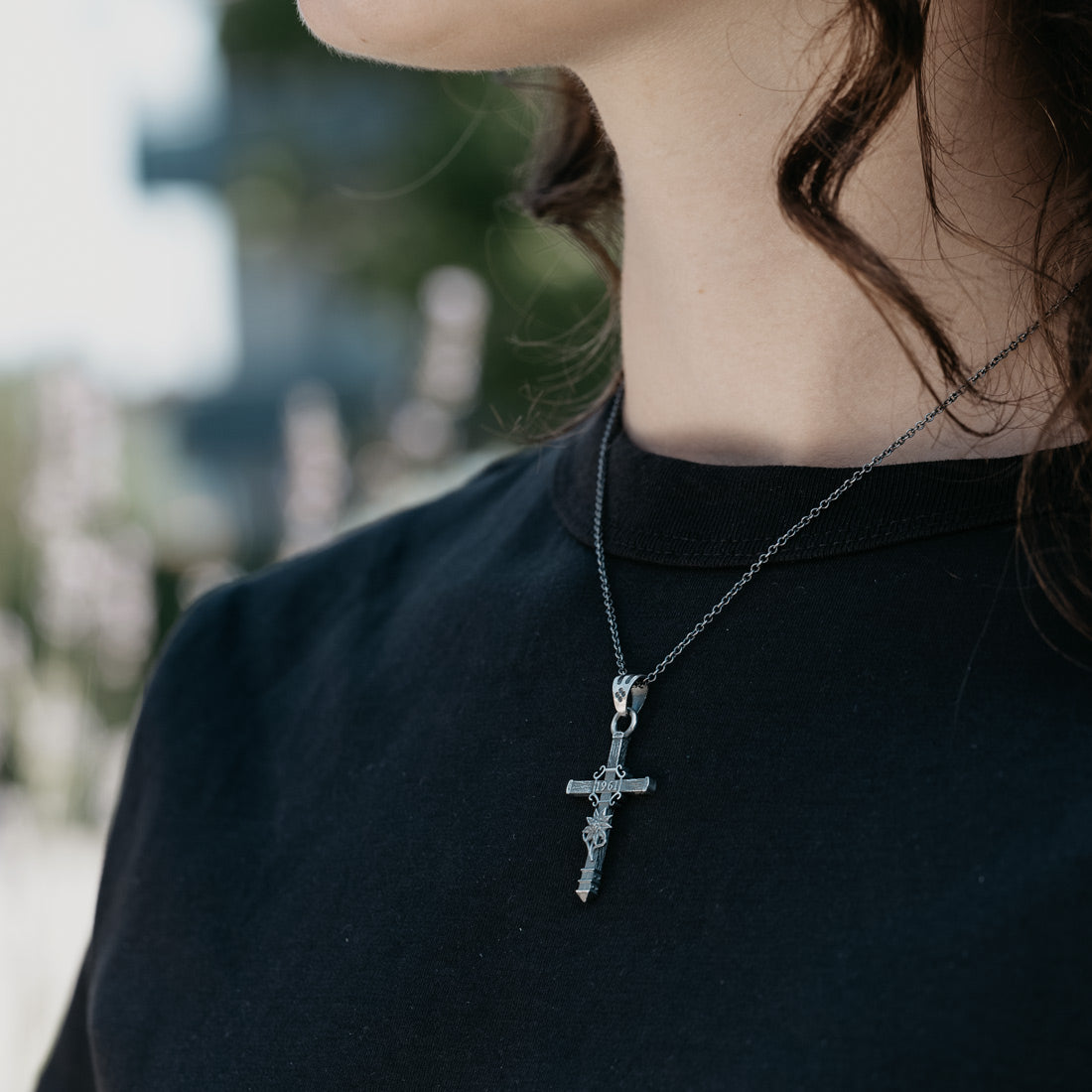 Gipfelkreuz Heuberg mit Edelweiss | Kettenanhänger aus 925 Sterlingsilber