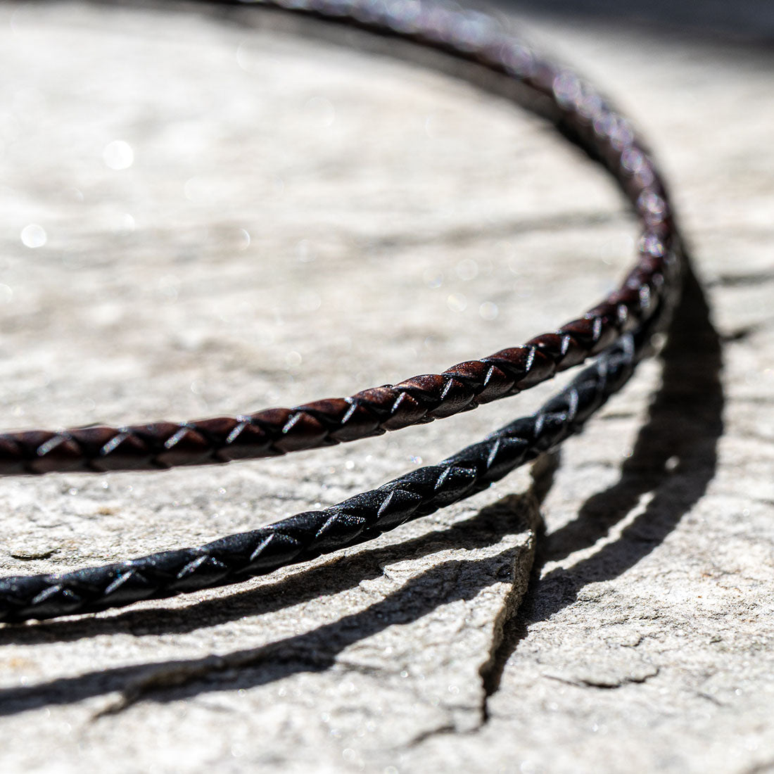 Lederband geflochten 4 mm | Sterlingsilber Bajonettverschluss