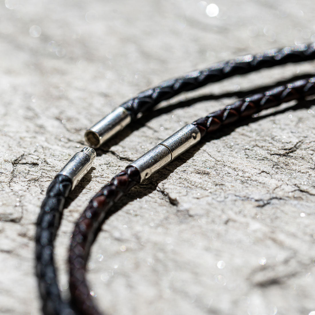 Lederband geflochten 4 mm | Sterlingsilber Bajonettverschluss
