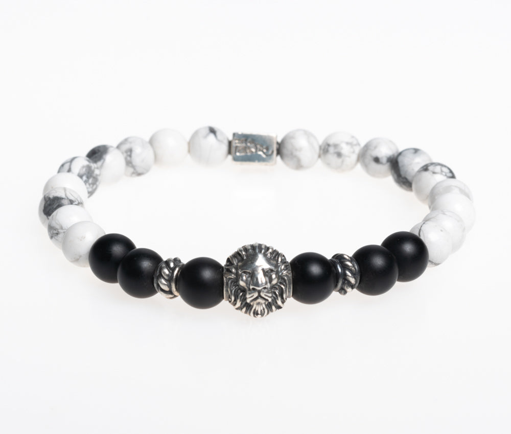 Hoamat-Armband "Chiemgaulöwe" Howlith Onyx matt