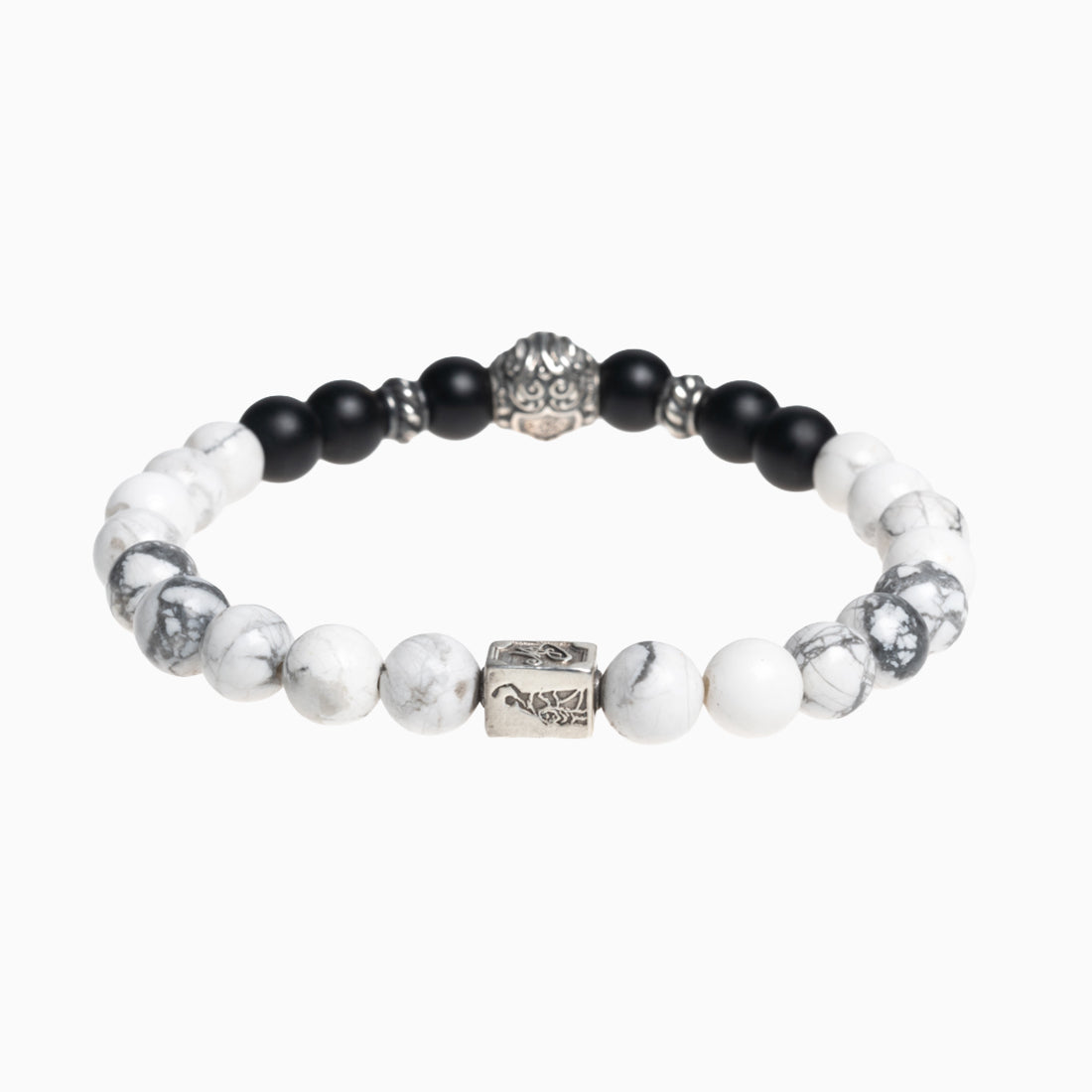 Hoamat-Armband "Chiemgaulöwe" Howlith Onyx matt