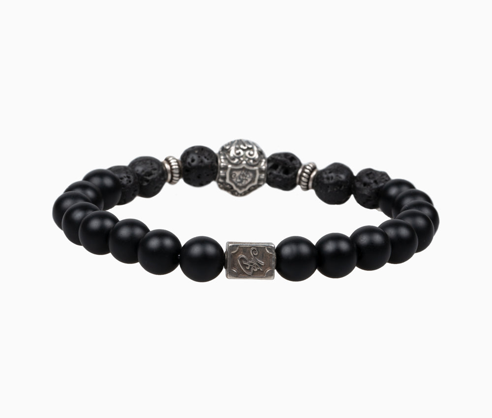 Hoamat-Armband "Chiemgaulöwe" Onyx matt Lava