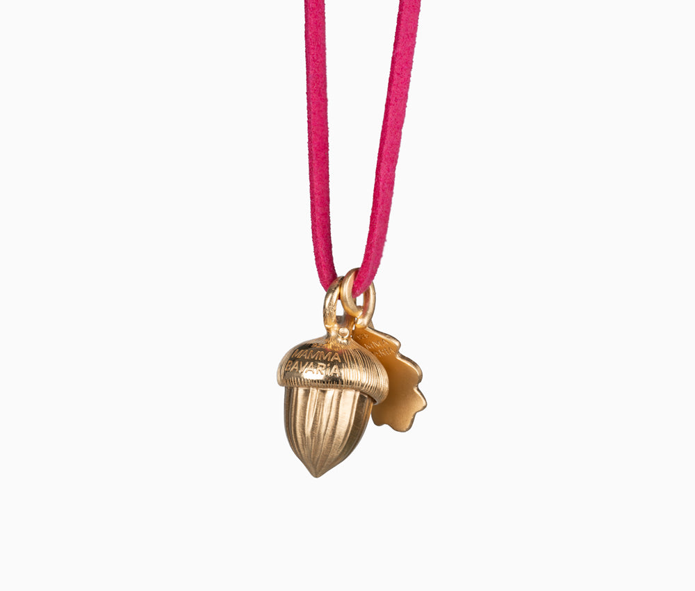 Ketten-Anhänger Eichel Eichblatt Sterlingsilber Gelbgold vergoldet