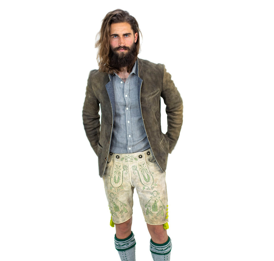 Lederhose "Uropa’s Liebling" Bavaria hell/olive