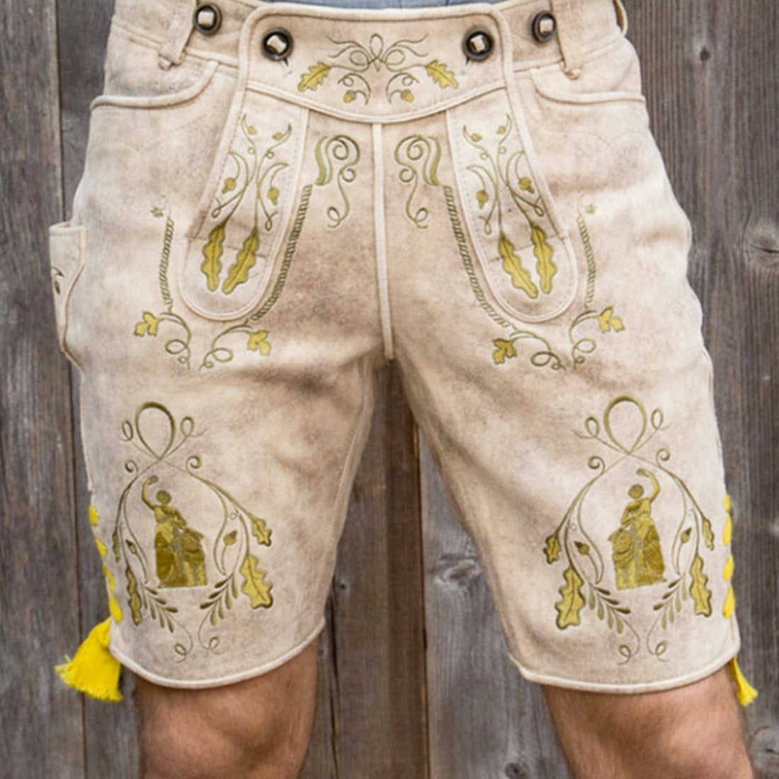 Lederhose "Uropa’s Liebling" Bavaria hell/gelb