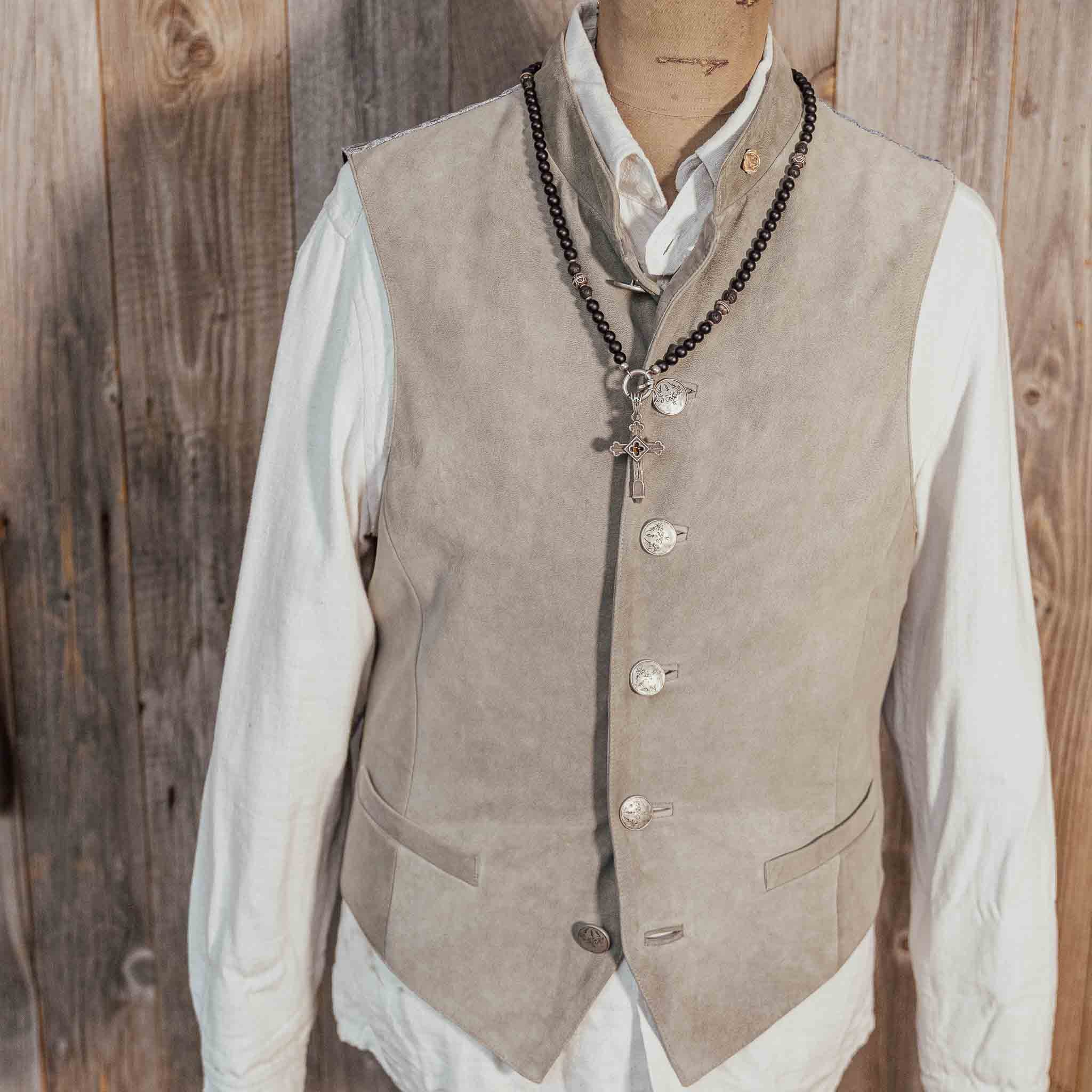 "K.Ludwig-De Oane“ Einreiher Weste Ziegenleder steingrau