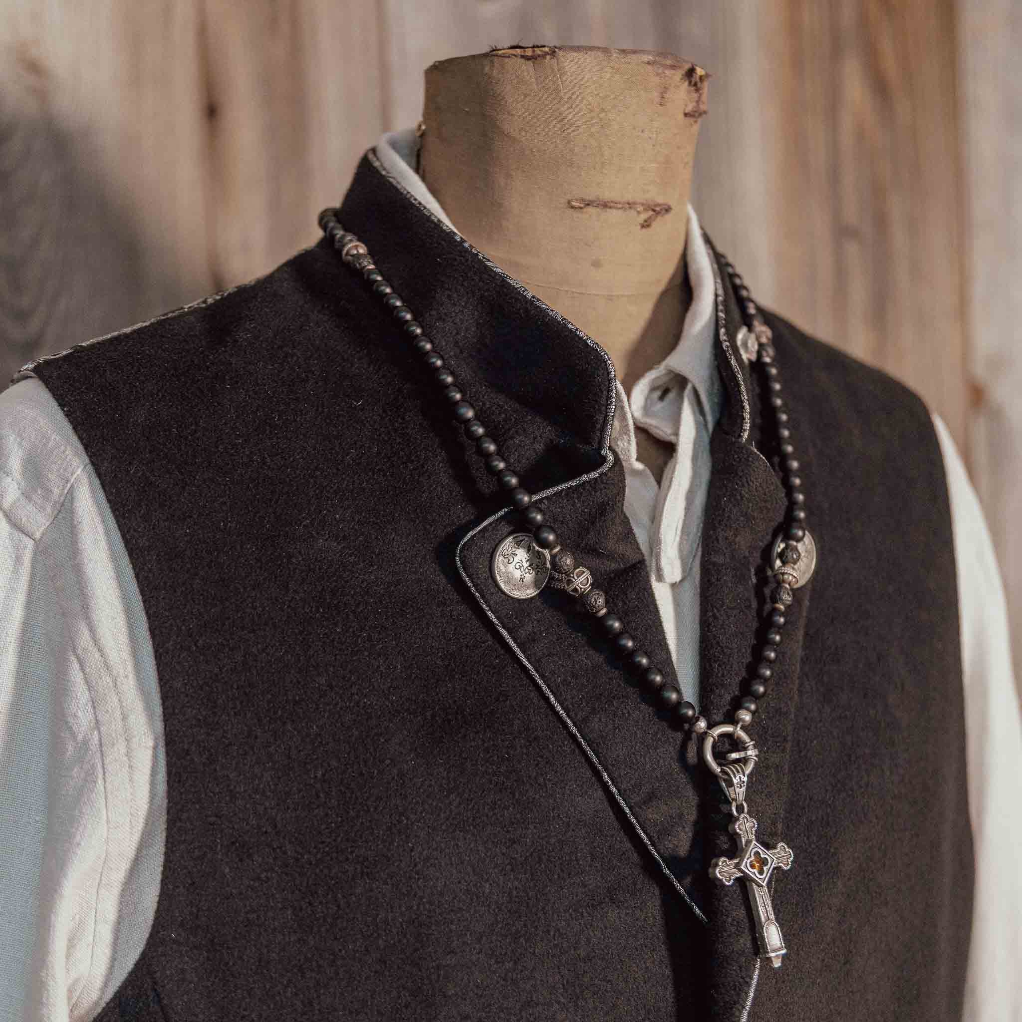 "Napoleon B.-De Oane“ Einreiher Weste schwarz steingrau