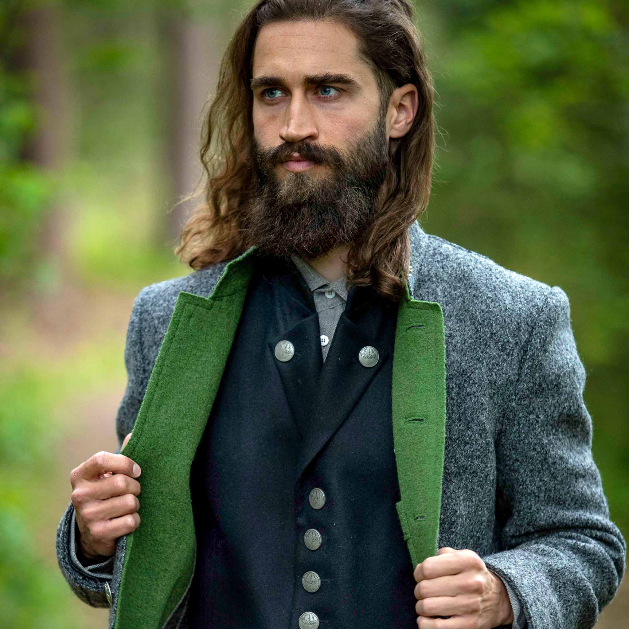 "Napoleon B.-De Oane“ Einreiher Weste schwarz steingrau