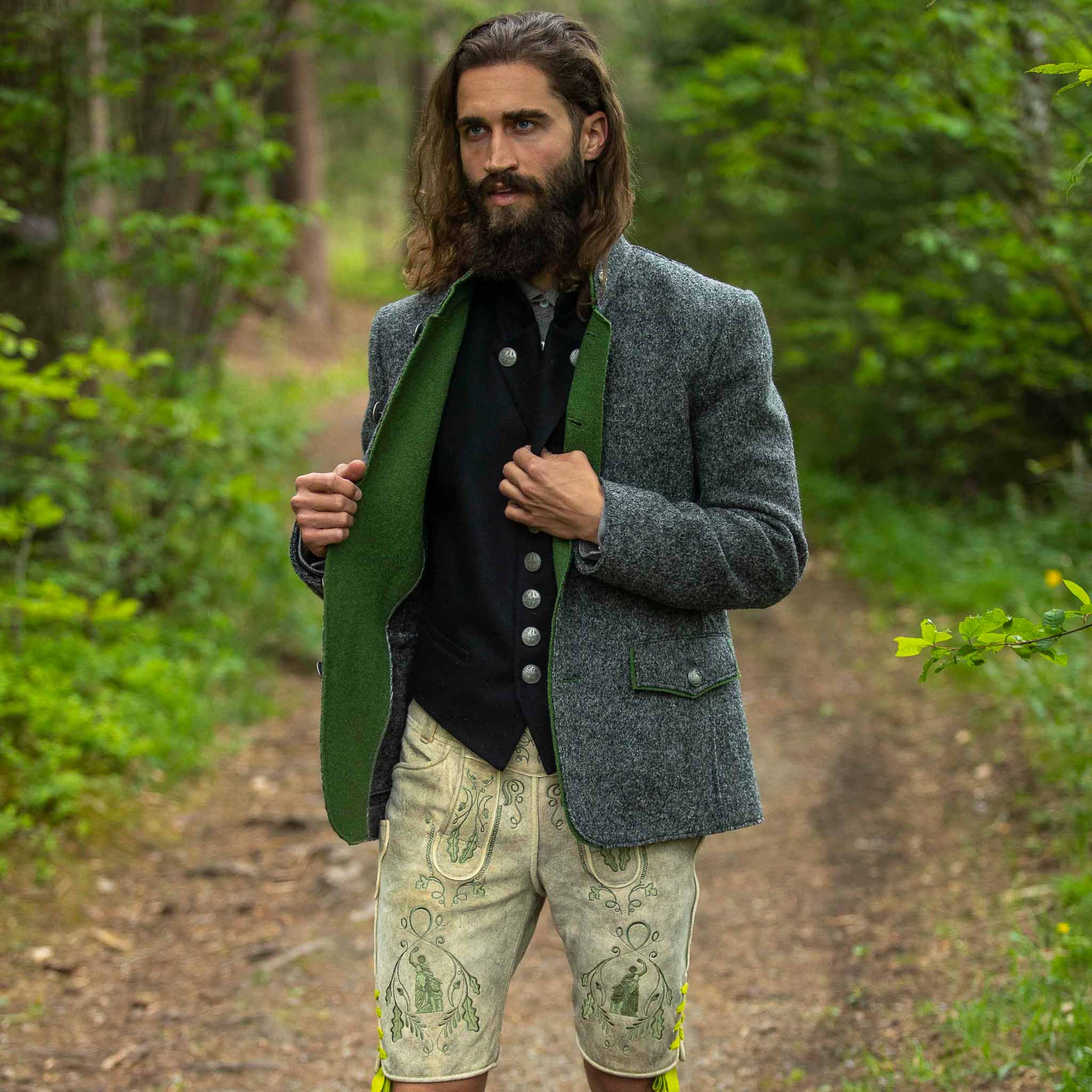 "Napoleon B.-De Oane“ Einreiher Weste schwarz steingrau