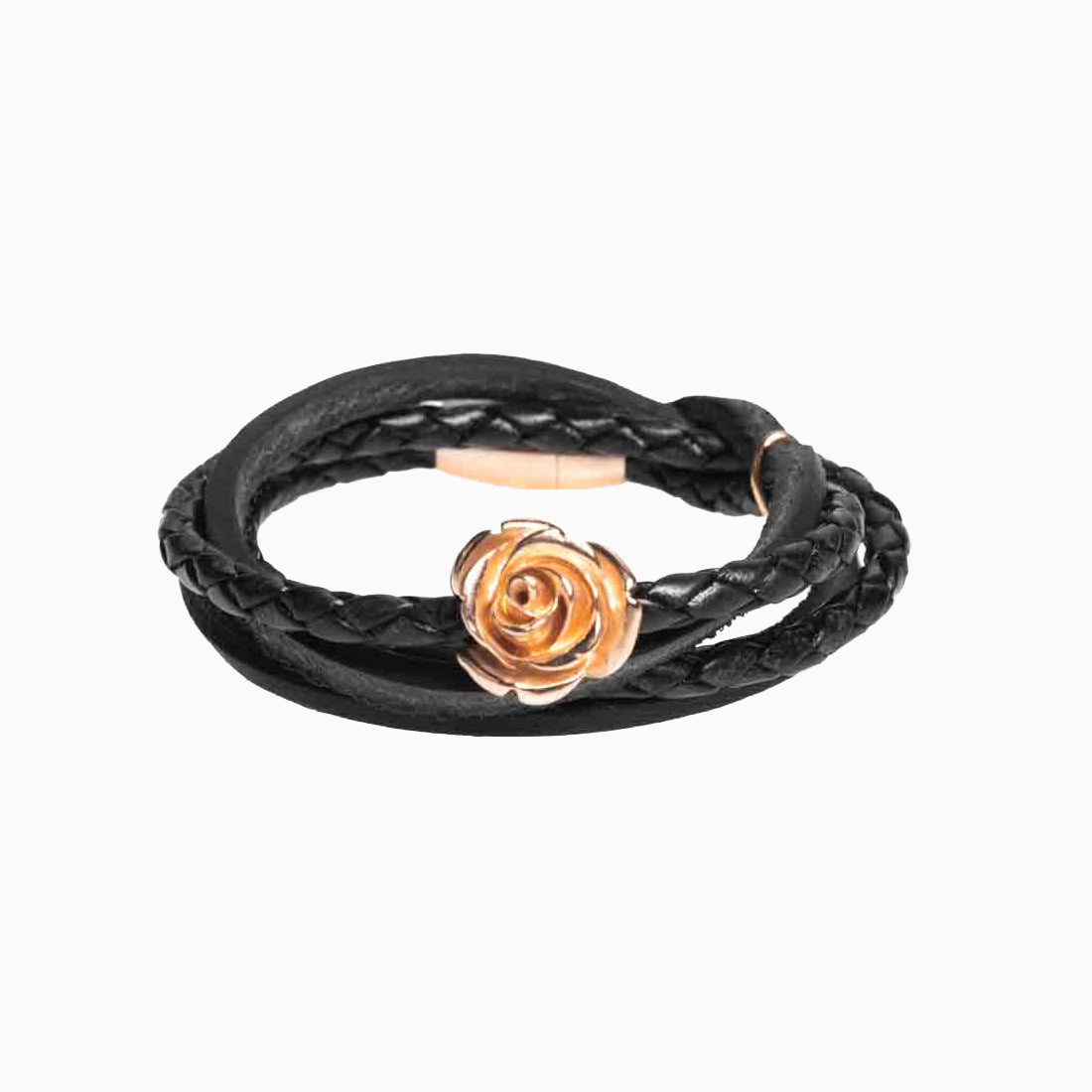 Hoamat-Armband "Rose roségold vergoldet" Leder geflochten