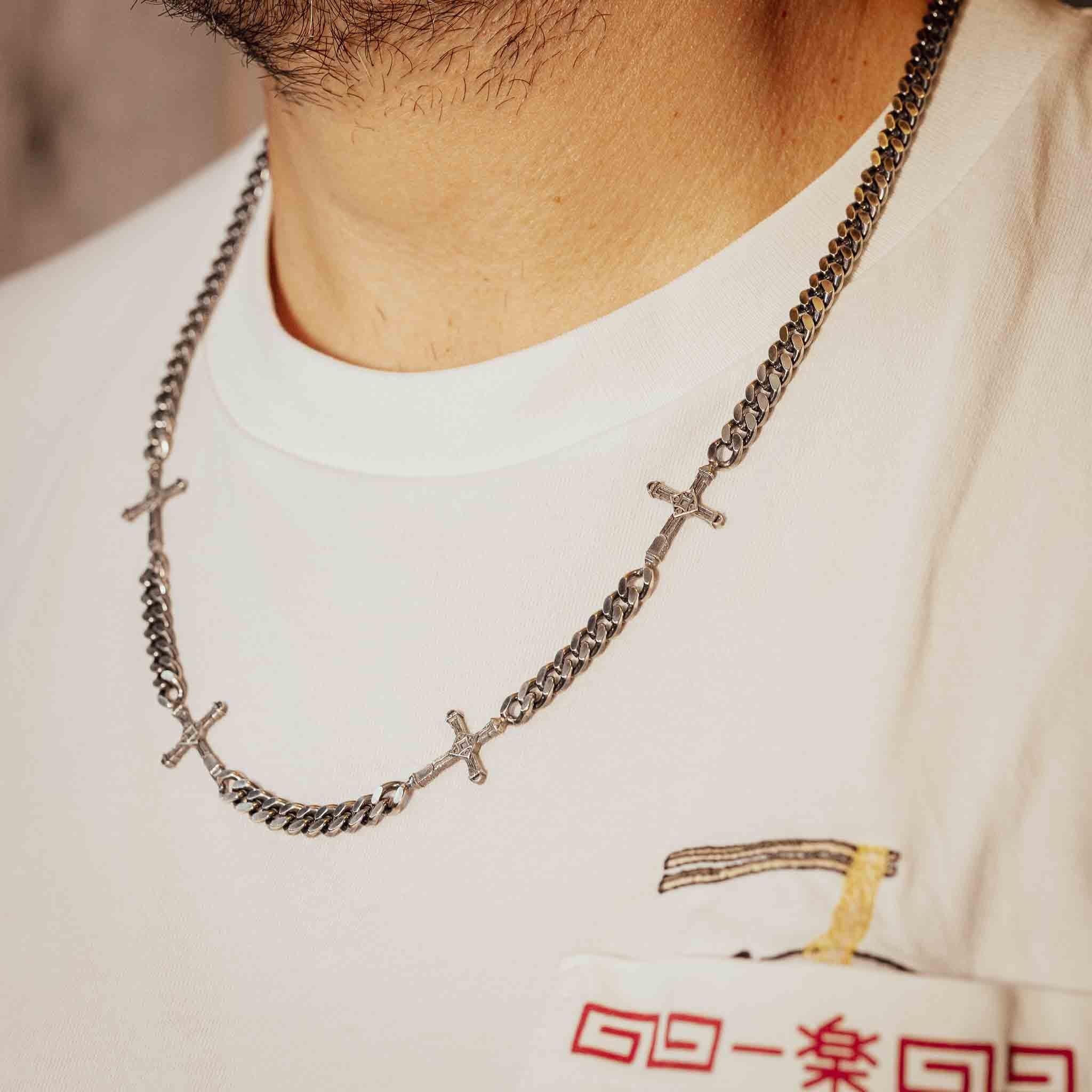 Halskette "Summit" aus Sterlingsilber mit Heuberg-Gipfelkreuzen - Einzelstück