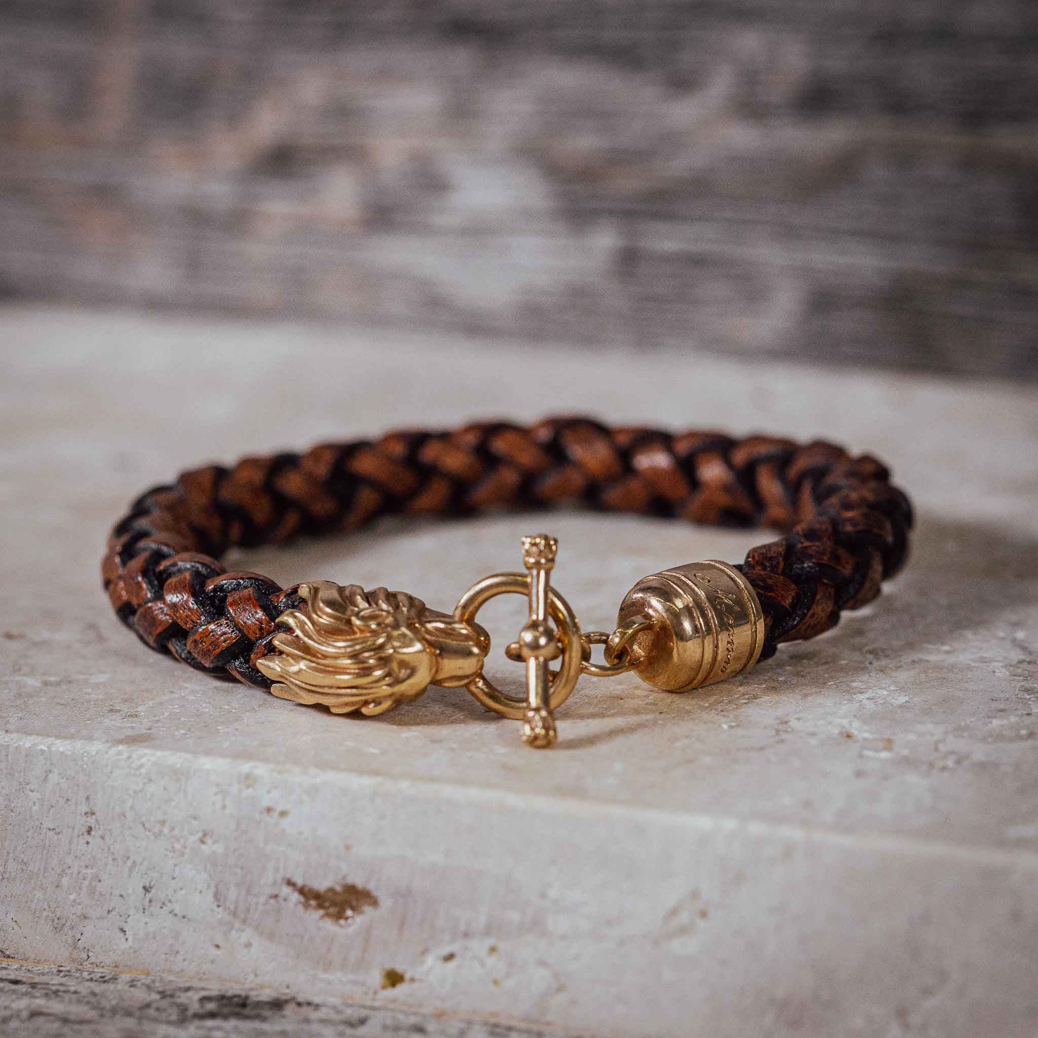 Hoamat-Armband "Goasslschnalzer Löwe" mit Knebelverschluss aus Rosegold