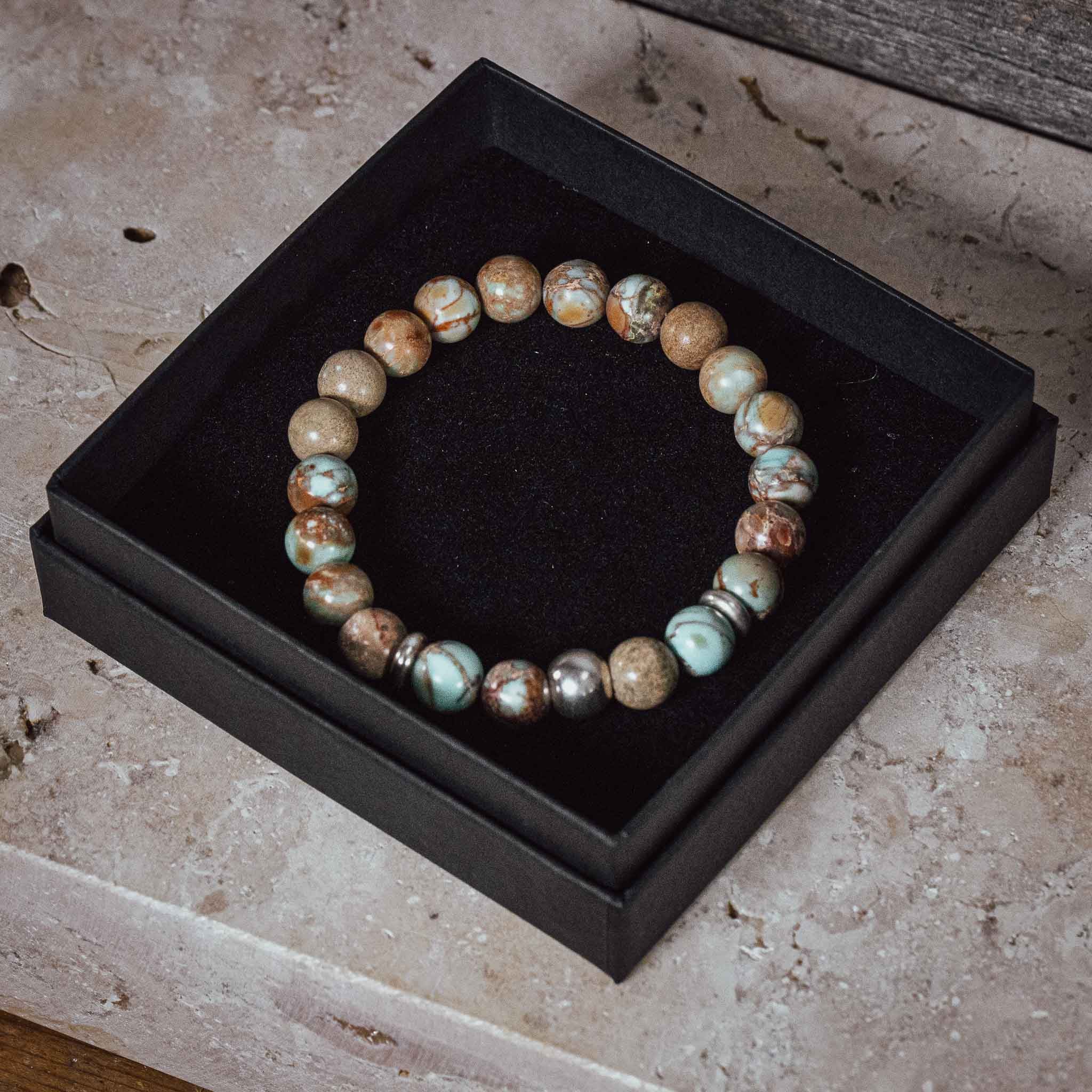 Edelsteinarmband "Silberdetails" Ocean Jaspis