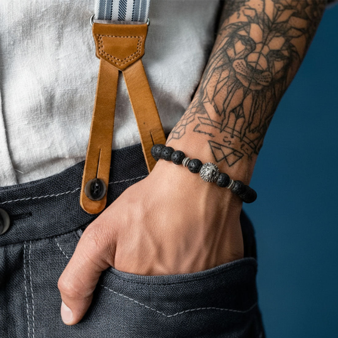 Hoamat-Armband "Chiemgaulöwe" Onyx matt Lava