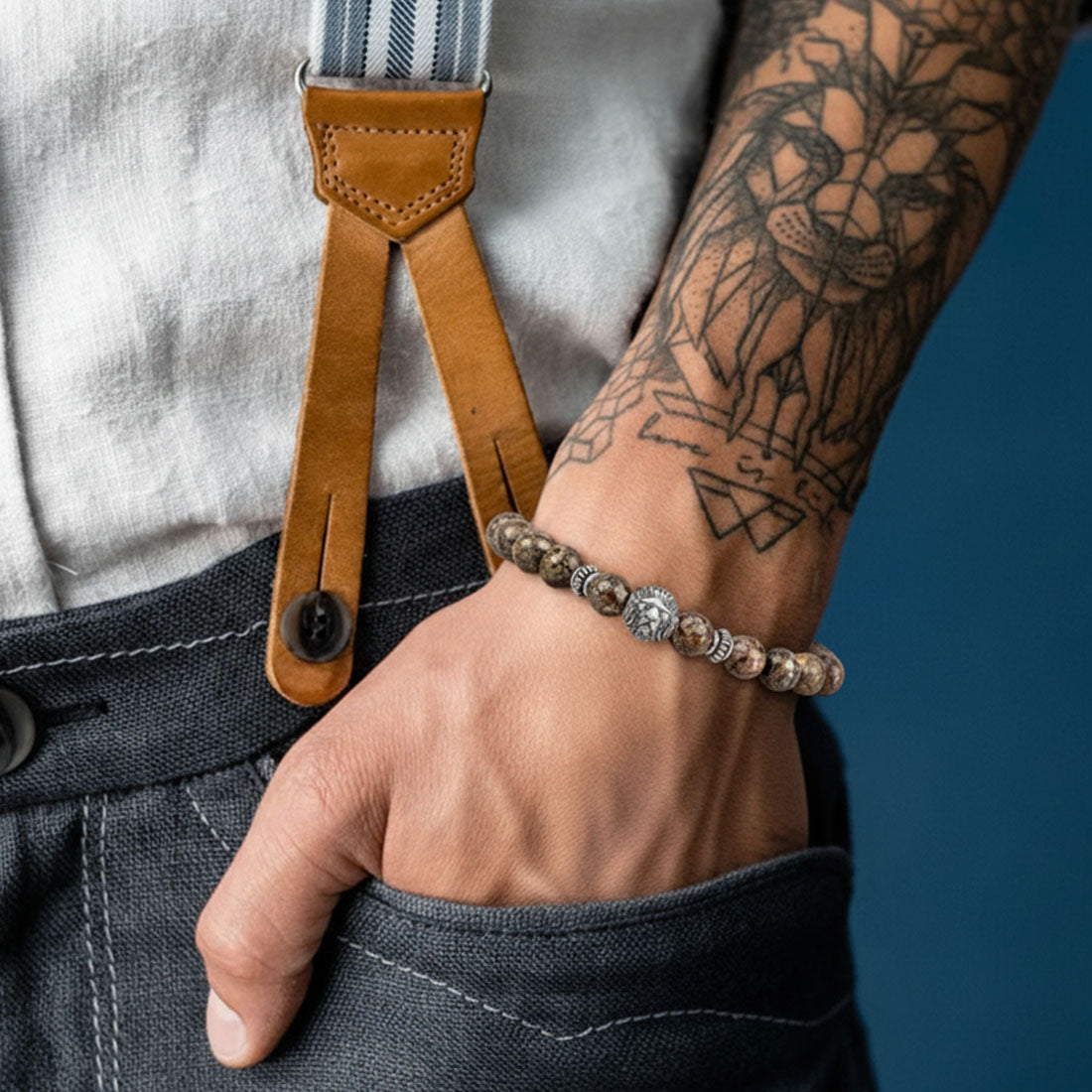 Hoamat-Armband "Chiemgaulöwe" brauner Achat