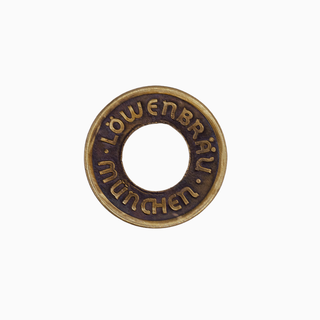 Historisches Bierzeichen | rund Messing | Löwenbräu München | Ansteck-Pin