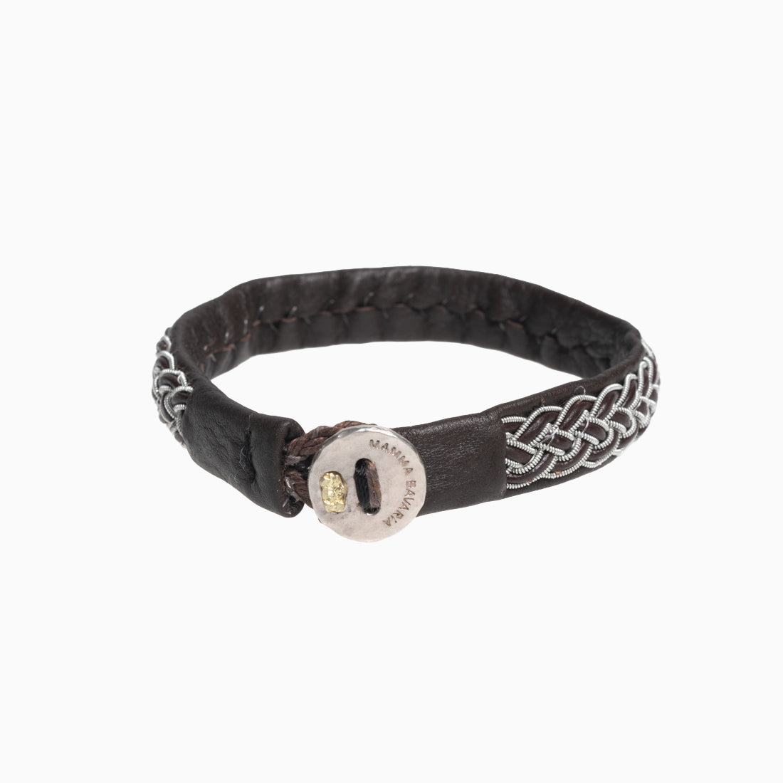 Lederarmband "Sami Bavaria" breit mit Silberverschluss und Goldnugget