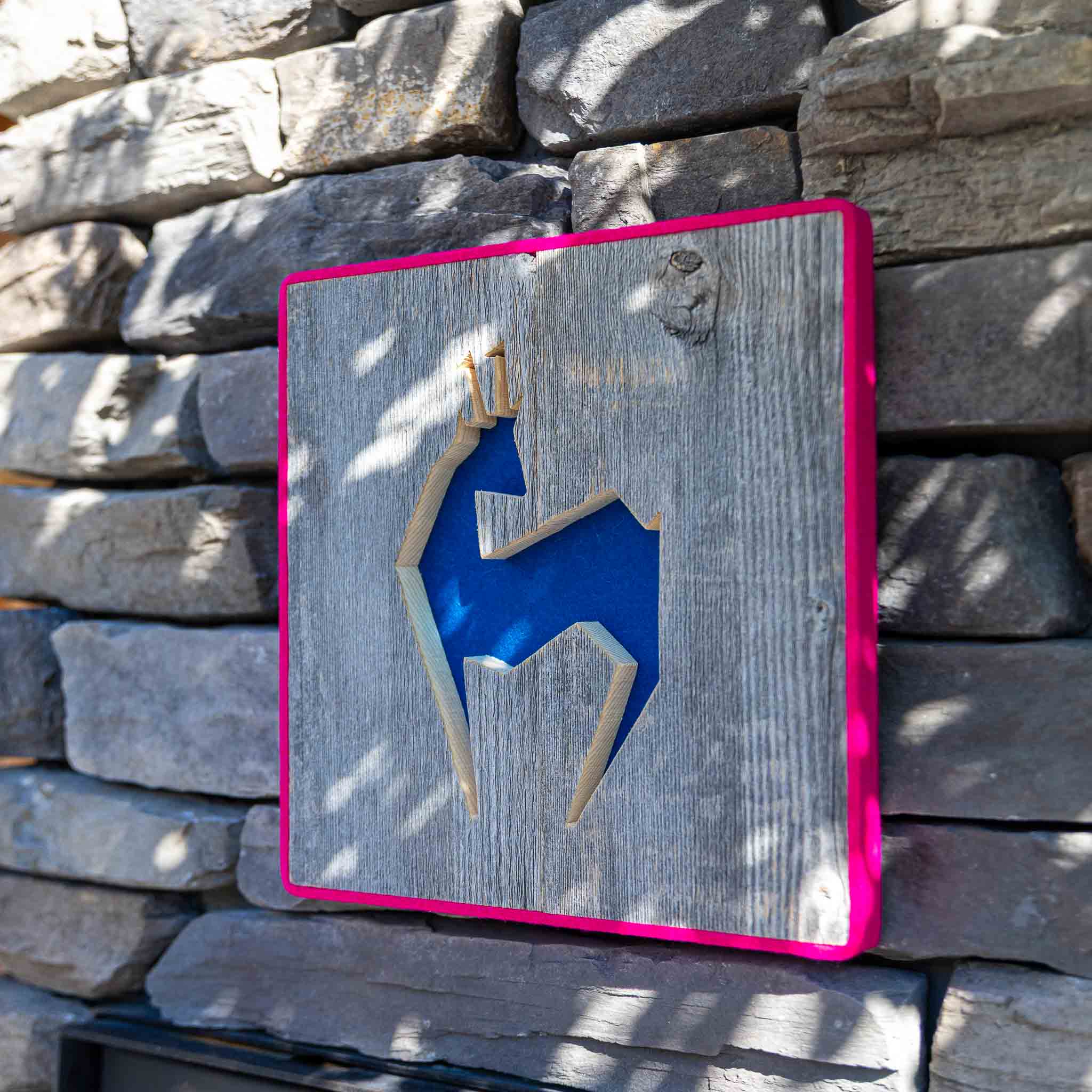 Alpen Kult-Quadrat mit Gams "blau, pink"