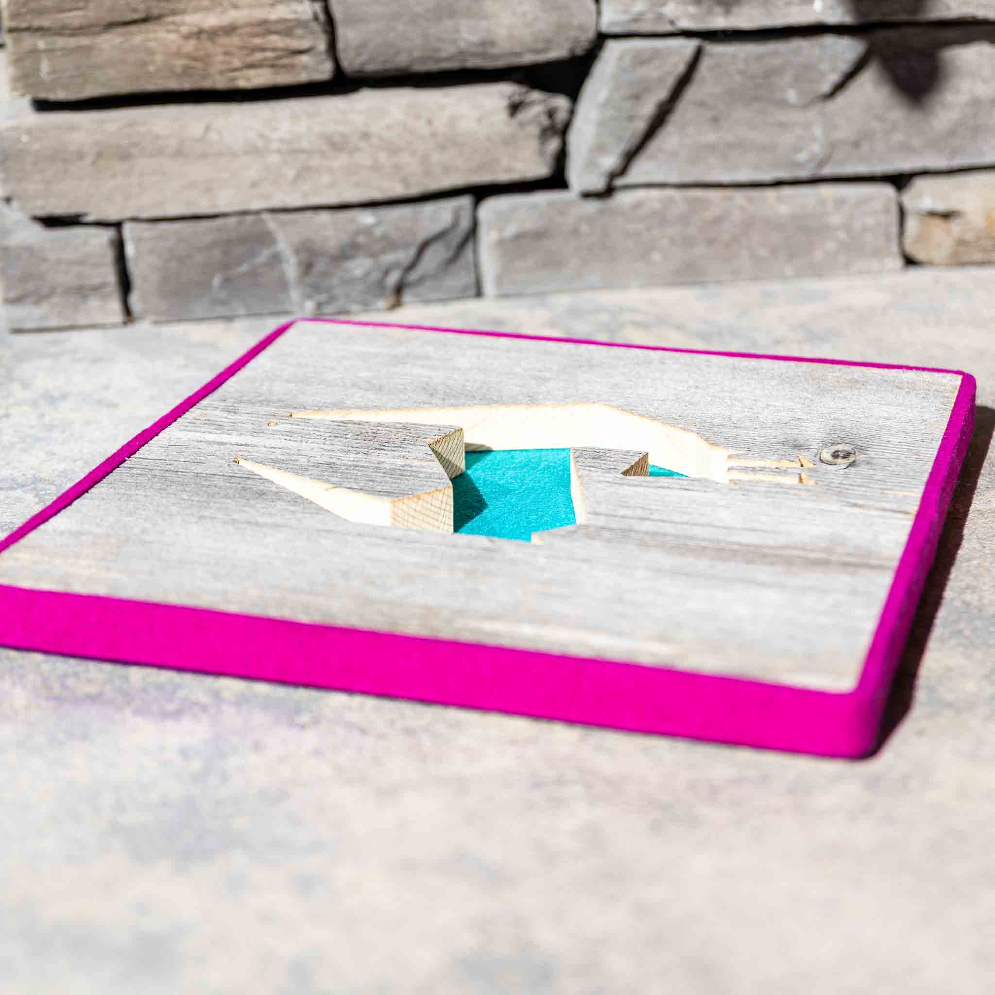 Alpen Kult-Quadrat mit Gams "türkis, lila"