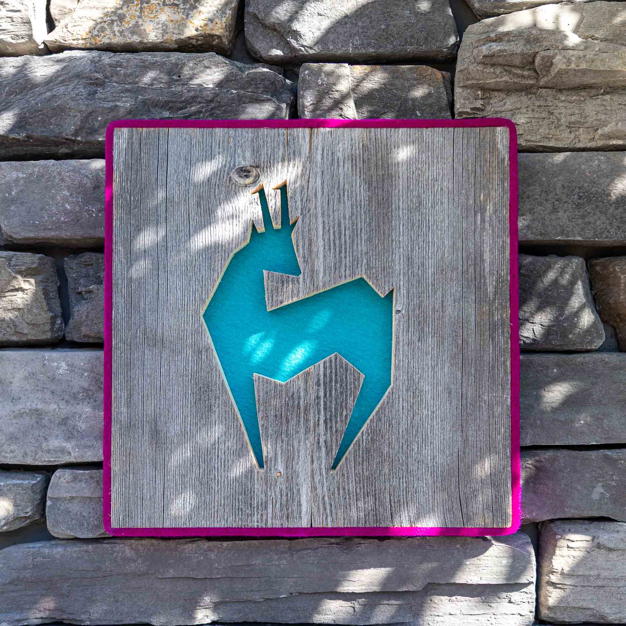 Alpen Kult-Quadrat mit Gams "türkis, lila"