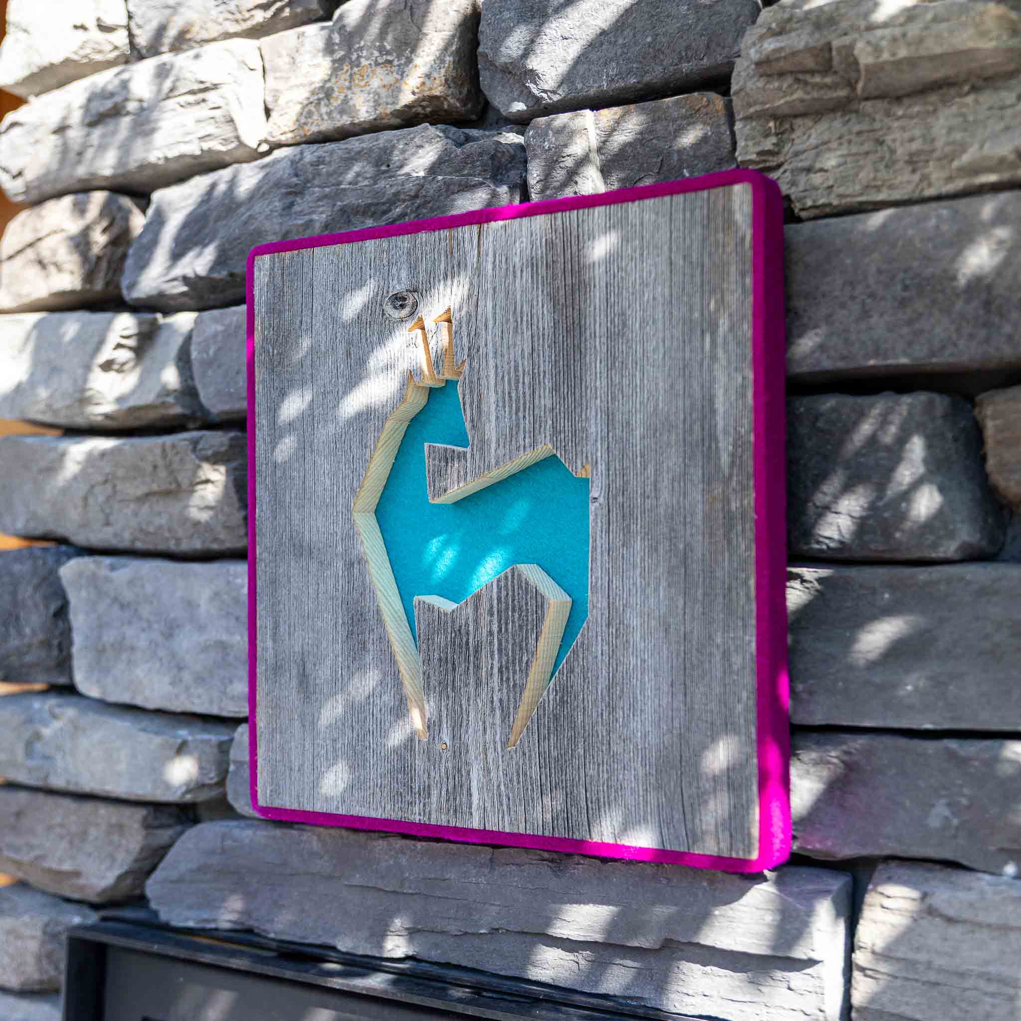 Alpen Kult-Quadrat mit Gams "türkis, lila"