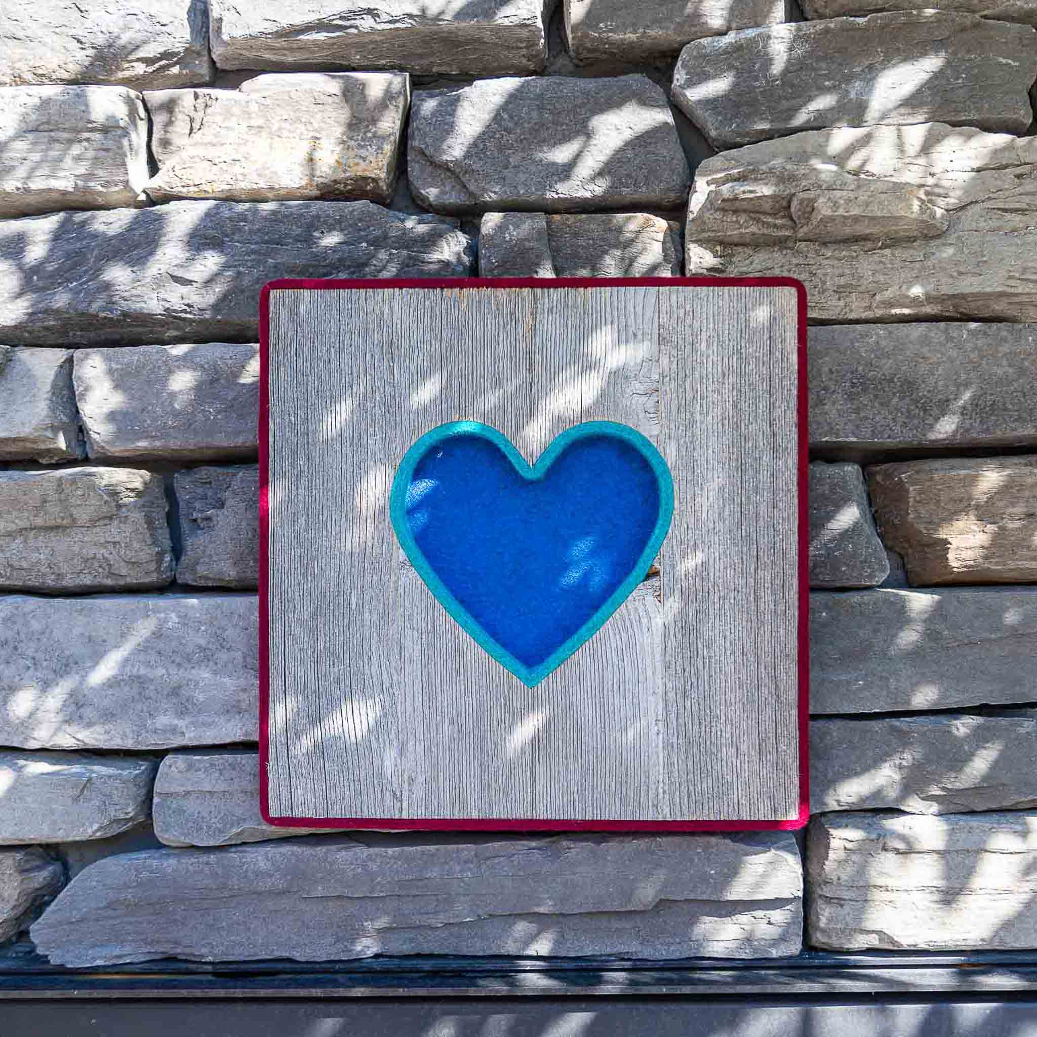 Alpen Kult-Quadrat mit Herz "blau, hellblau, rot"