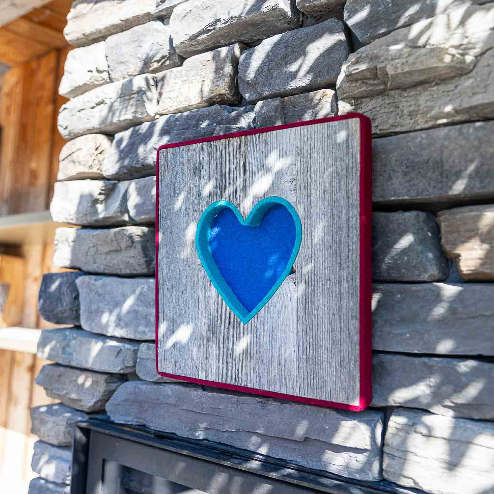 Alpen Kult-Quadrat mit Herz "blau, hellblau, rot"