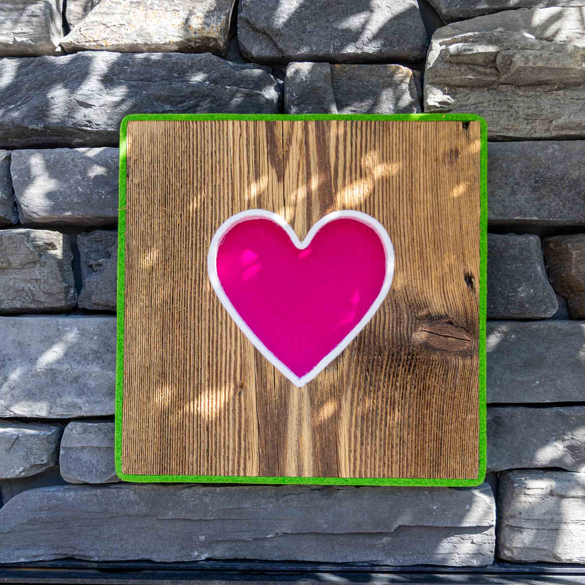 Alpen Kult-Quadrat mit Herz "pink, weiß hellgrün"