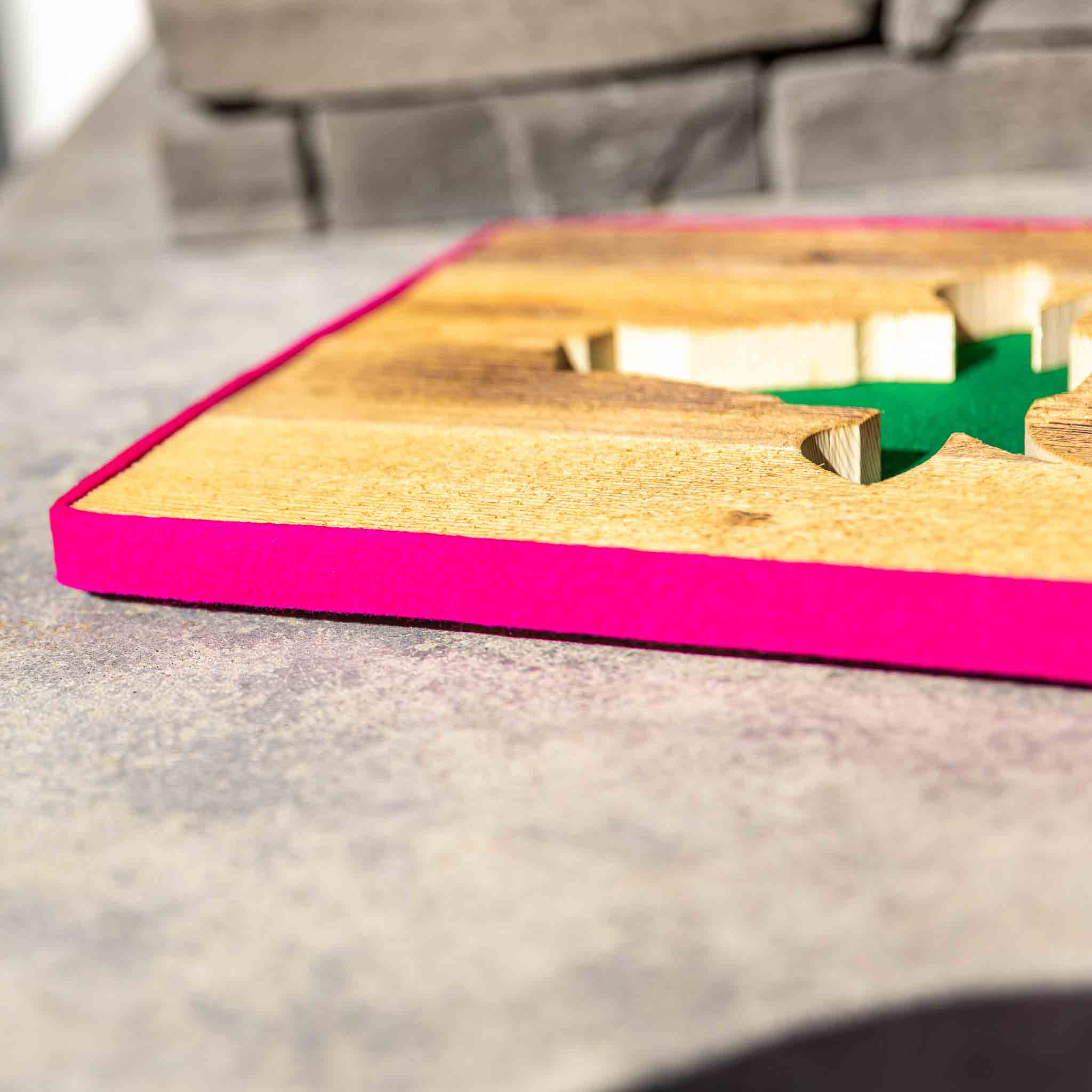 Alpen Kult-Quadrat mit Kuh "grün, pink"