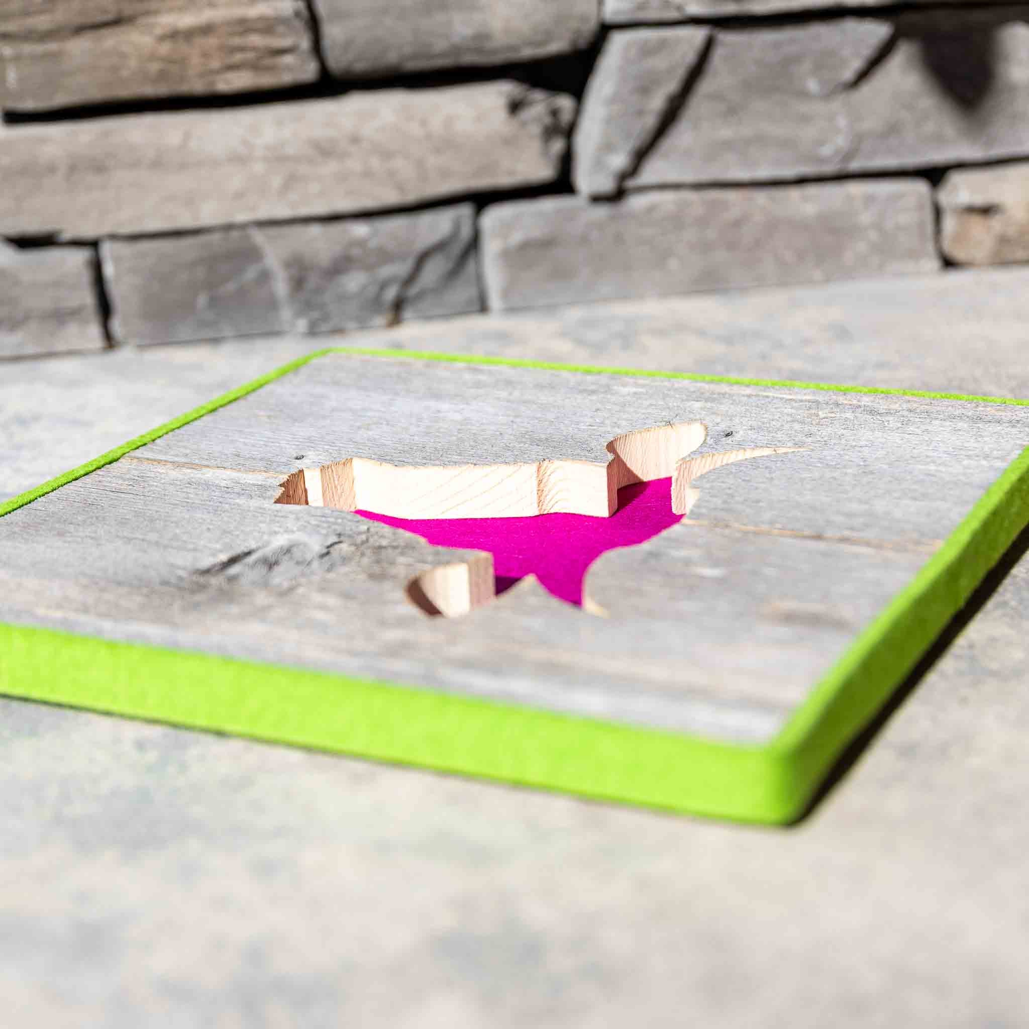 Alpen Kult-Quadrat mit Kuh "lila, hellgrün"