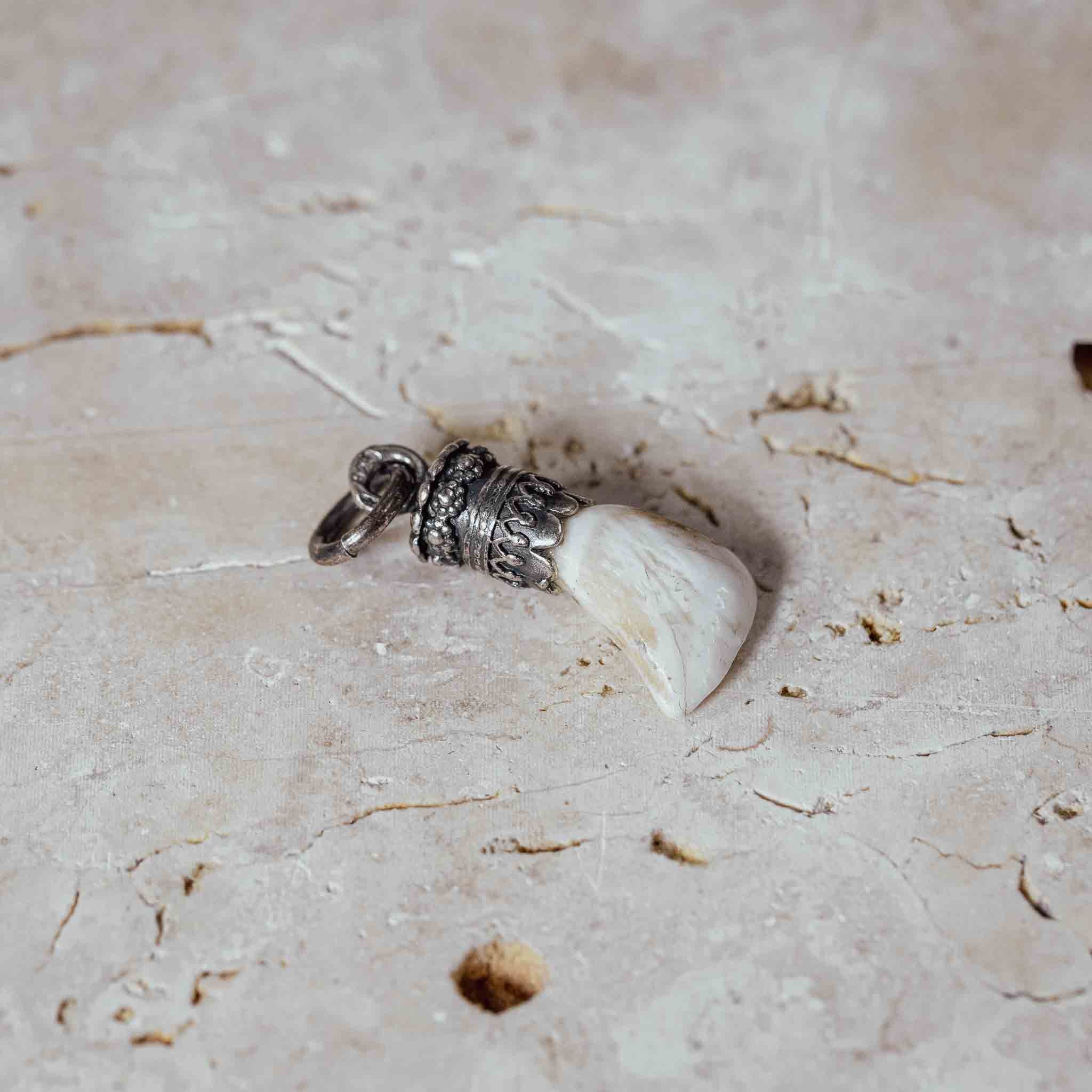 "Reh Eckzahn" in Silberfassung