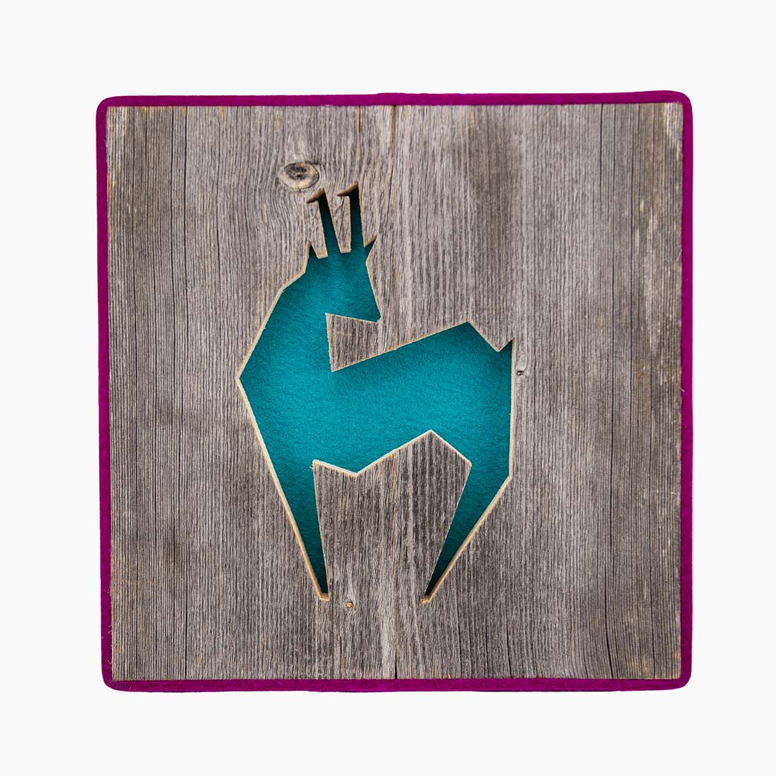 Alpen Kult-Quadrat mit Gams "türkis, lila"