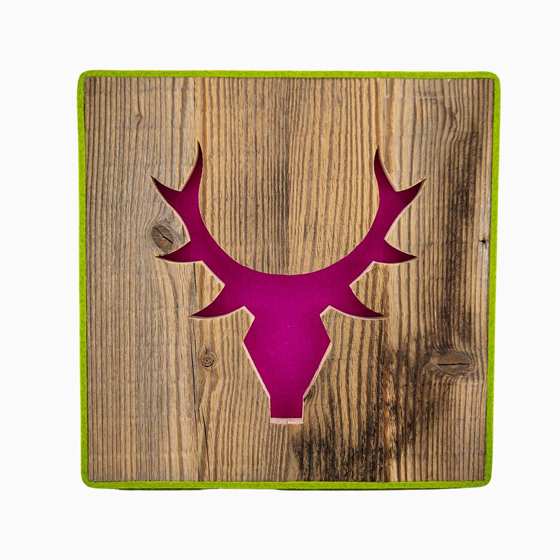 Alpen Kult-Quadrat mit Hirsch "pink, hellgrün"