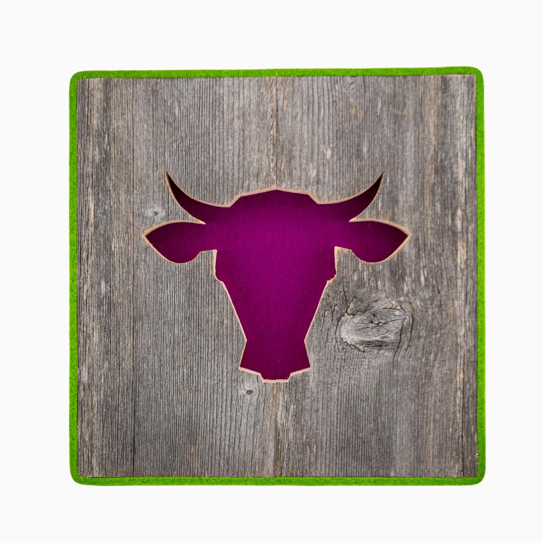 Alpen Kult-Quadrat mit Kuh "lila, hellgrün"