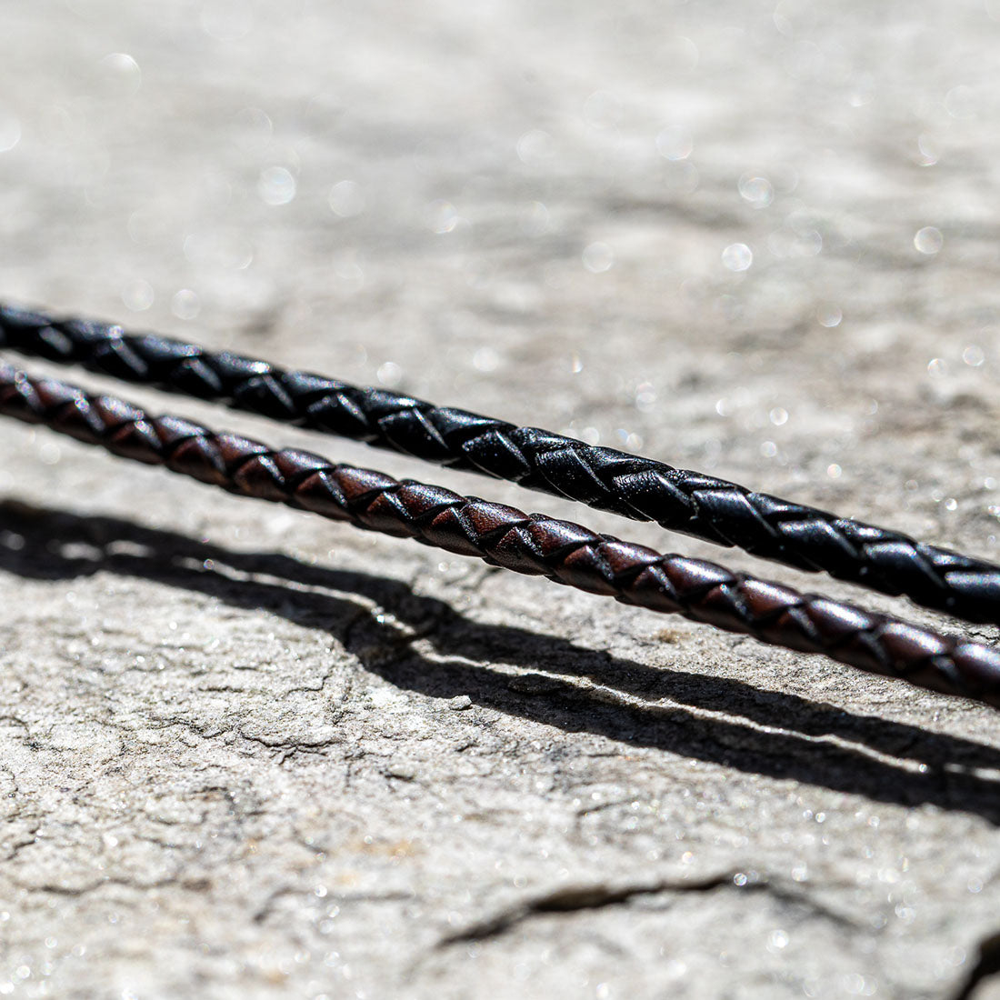Lederband geflochten 4 mm | Sterlingsilber Bajonettverschluss