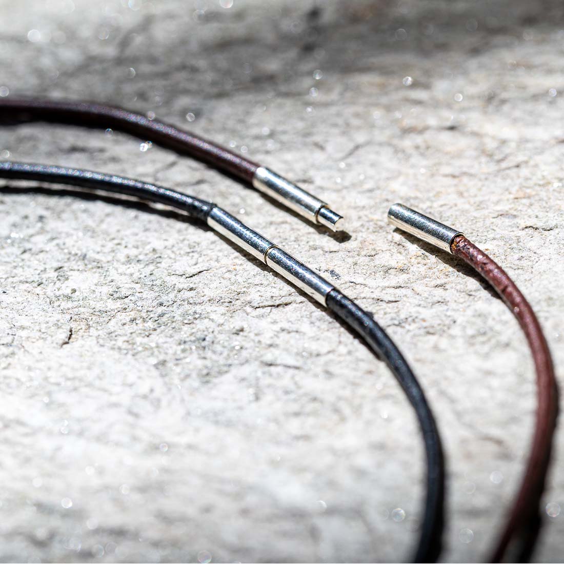 Lederband Natur 2 mm | Sterlingsilber Bajonettverschluss
