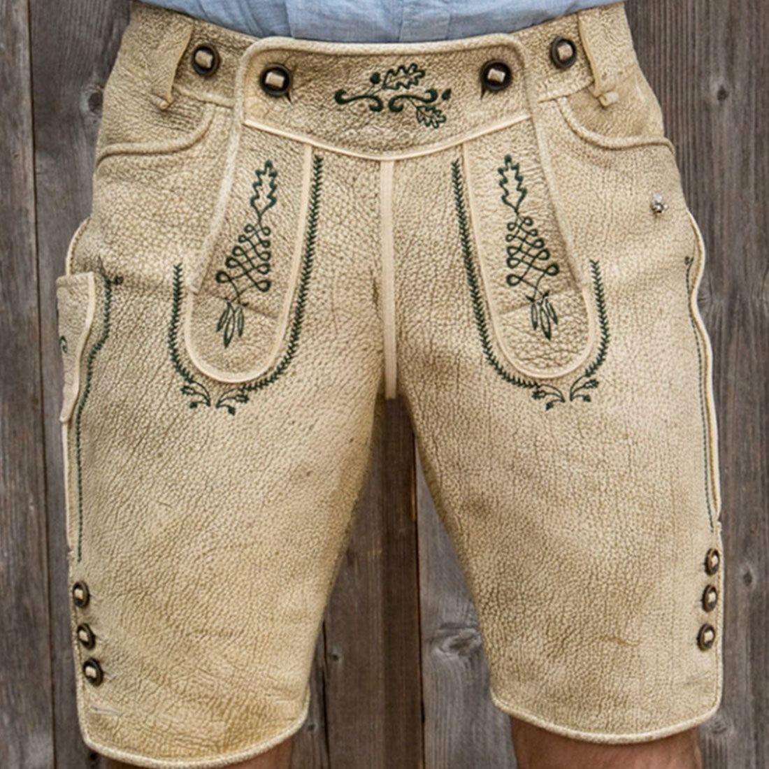 Lederhose "Uropa’s Liebling" historisch hell/tannengrün