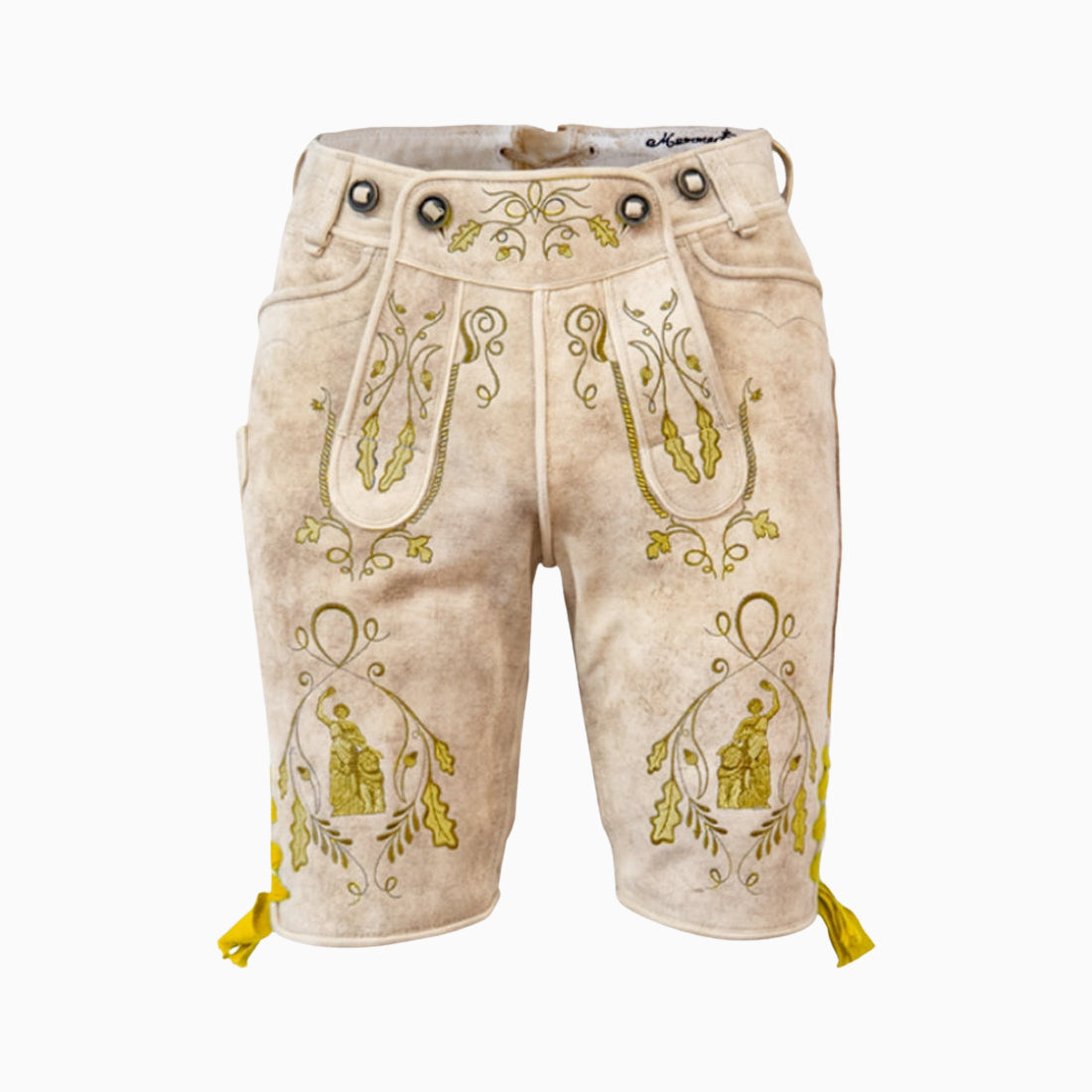 Lederhose "Uropa’s Liebling" Bavaria hell/gelb