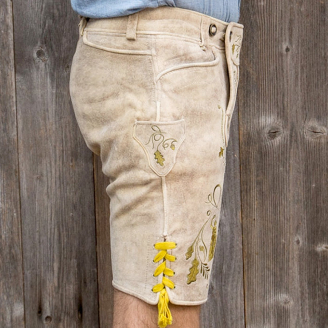 Lederhose "Uropa’s Liebling" Bavaria hell/gelb