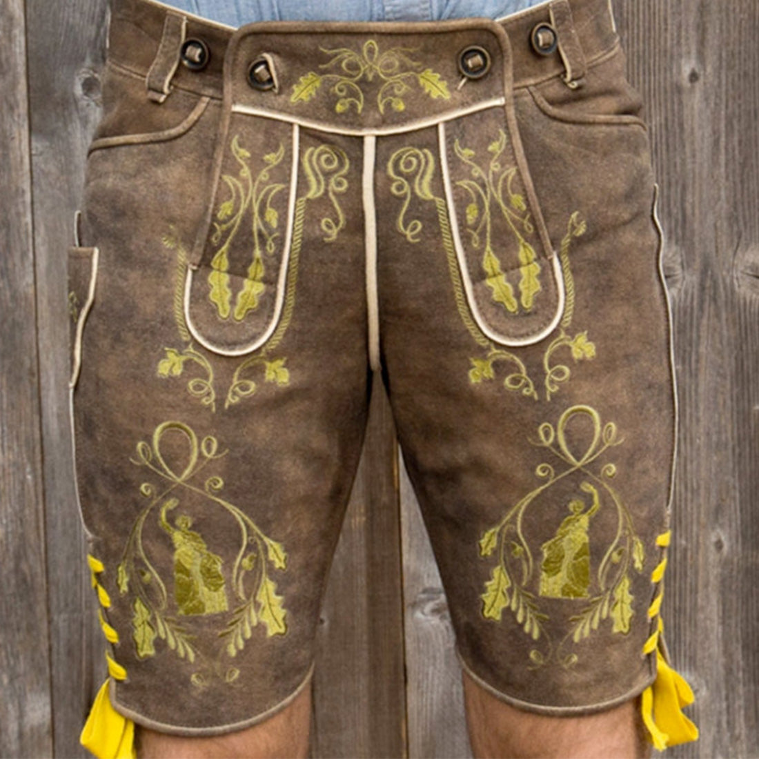Lederhose "Uropa’s Liebling" Bavaria moorig/gelb